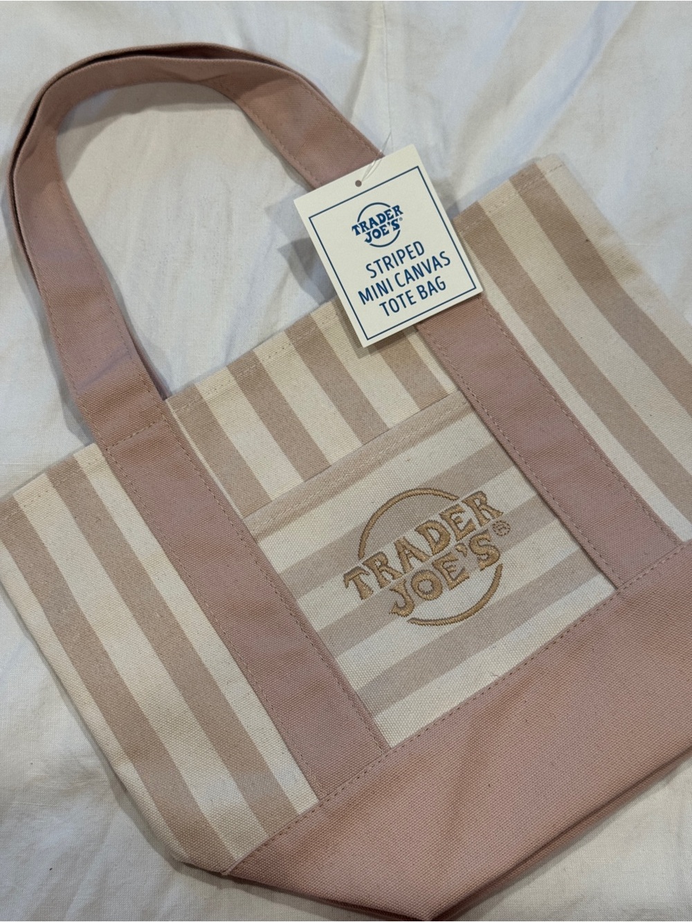 Viral beige Trader Joe’s Striped Canvas Tote Bag